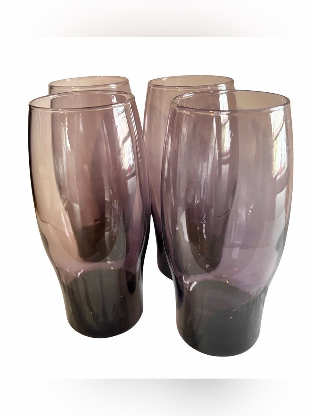 Vintage Libbey Perception Purple Amethyst Glass 16 Oz. Tumblers Set of (4)